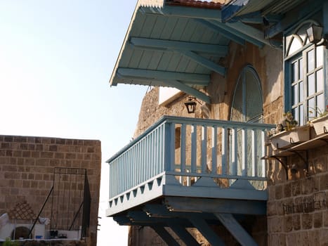 Mediterranean Italian balcony terrace of a stone house