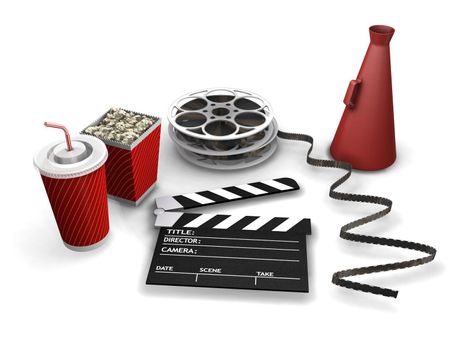 3D render of movie items