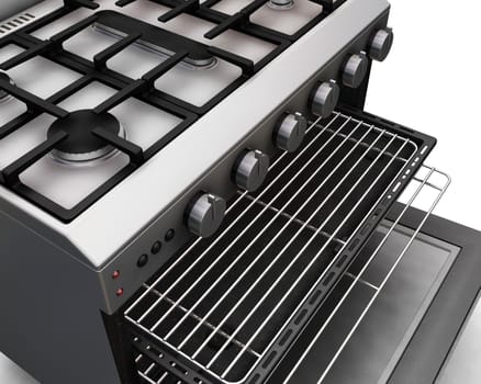 3D render of a close up of a modern oven