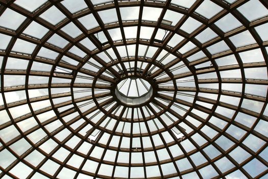Glass roof with the open ventilating windows