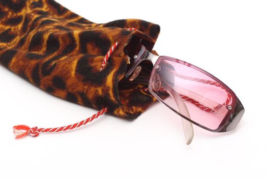Sunglasses with protective a cover isolated on a white background