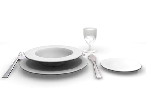 3D render of a place setting