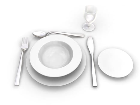 3D render of a place setting