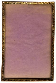 old slightly deformed picture frame made of bronze with grungy background