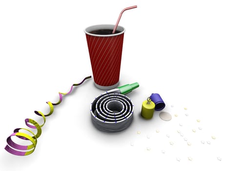 3D render of party objects