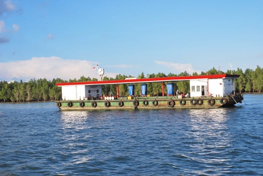 TARAKAN, INDONESIA - FEB 24, 2012 : floating refueling station for maritime transport on Feb 24, 2012  in Tarakan, Indonesia