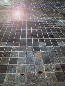 Floor covered with blue square stone