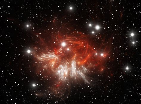 Red space star nebula