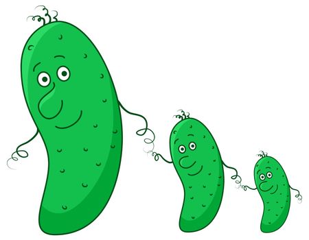 Family of cucumbers, , the parent and two children
