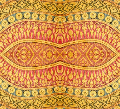 Vintage traditional Thai style art painting on wall at Buddhist temple