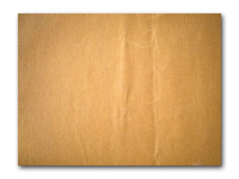 Brown crumpled paper isolated on white background