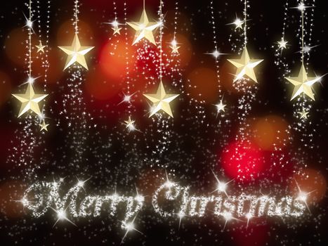 gold star for marry christmas red light and night background