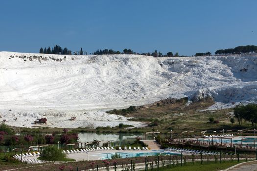 Travertine pools and terraces in Pamukkale Turkey 
