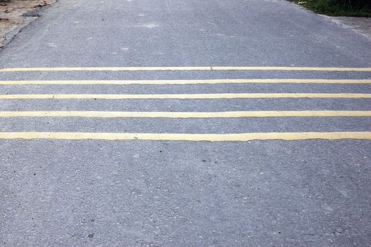 "sleeping police" bumps in the road pavement to reduce the rate of vehicles passing