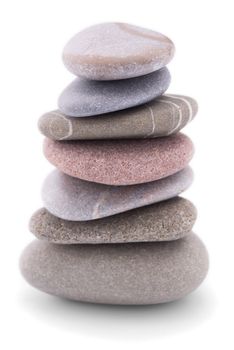 Pile of pebble Stones over white background