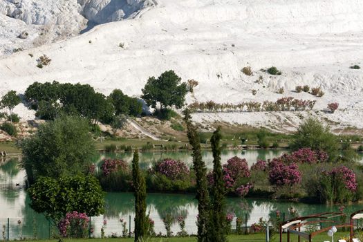 Travertine pools and terraces in Pamukkale Turkey 
