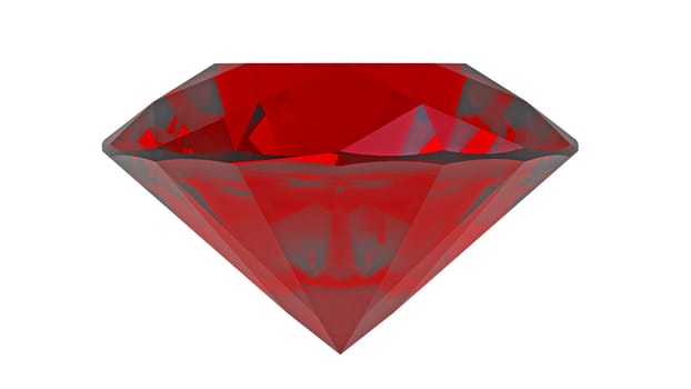 Red diamond ruby gemstone isolated on white