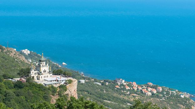 Church on a mountain plateau with a wonderful view at the seaside