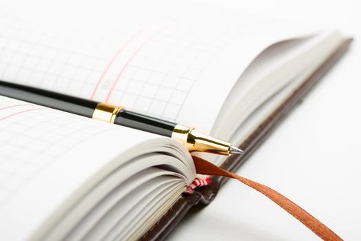 Clean sheet of notebook with a pen