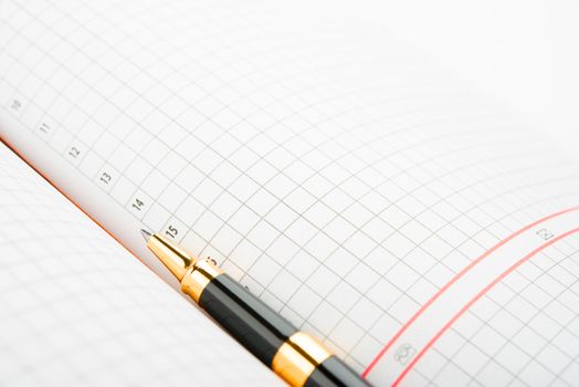 Clean sheet of notebook with a pen