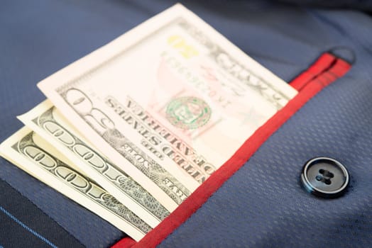 Money is in the internal pocket of coat