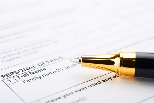 Filling of questionnaire a person by a ball point pen