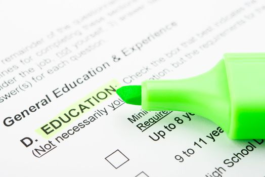 education highlighted in document