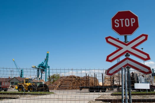 entrance to port with stop sign