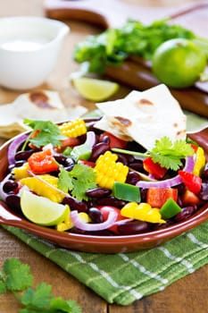 Kidney Bean with sweet corn,pepper salad with tortilla