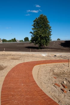 new red brick pavement 