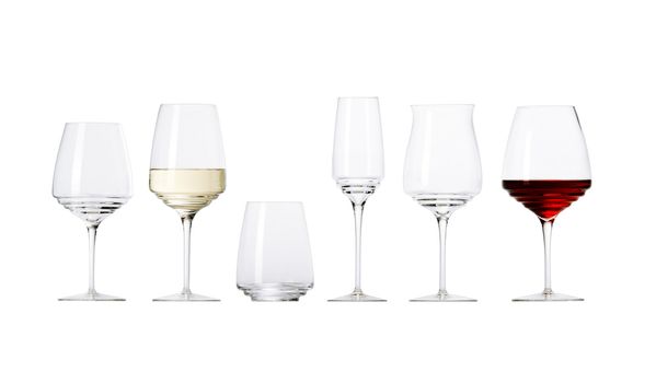 Group of glasses isolated on white background