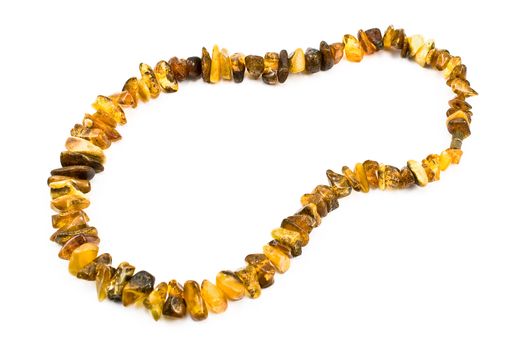 Amber necklace isolated on white