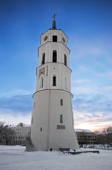 Bell tower on Cathedral Square in Vilnius, Lithuania 