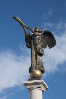 Statue of an angel at Uzupio, a bohemian and artistic district in Vilnius, Lithuania.