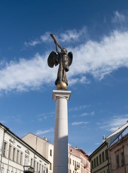 Statue of an angel at Uzupio, a bohemian and artistic district in Vilnius, Lithuania.