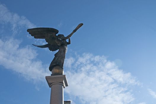 Statue of an angel at Uzupio, a bohemian and artistic district in Vilnius, Lithuania.