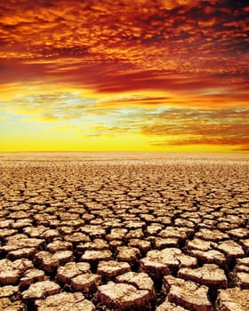 drought land under red clouds