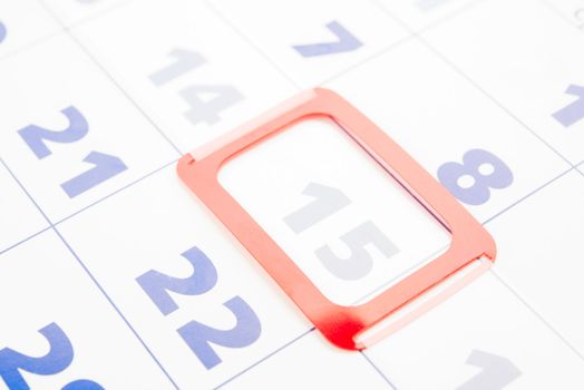 Open calendar page, close up