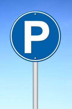 parking sign with a blue sky