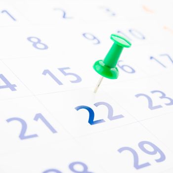 push pin in a calendar