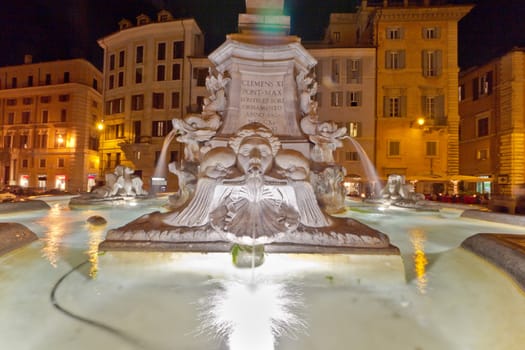 Fountain with Ancient Roman Statues in Rome, Italy