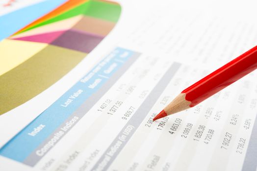 Analysing company year report with graphs and pencil