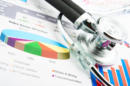 Stethoscope on a statistics graphic with graphs