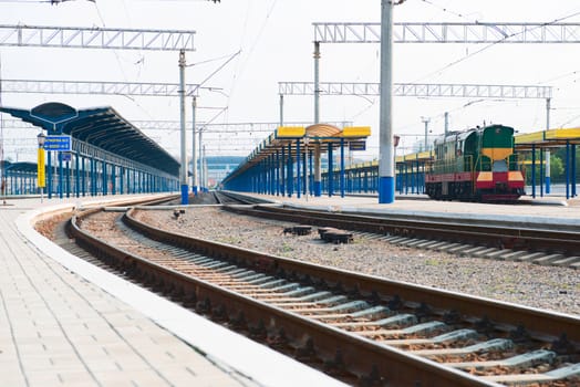 Platform of station and train