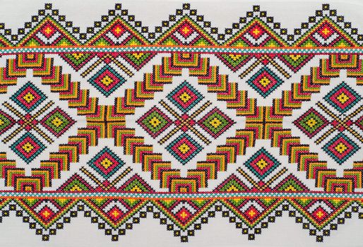 embroidered good by cross-stitch pattern. ukrainian ethnic ornament