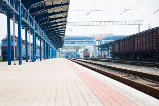 Platform of station and train