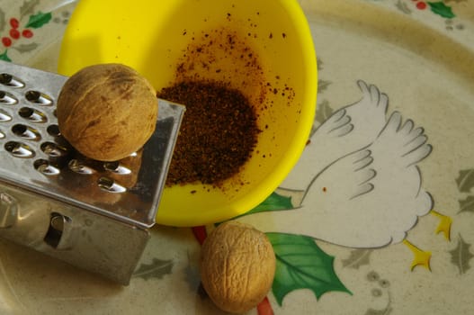 Nutmeg being grated 