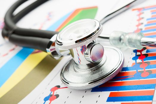 Stethoscope on a statistics graphic with graphs