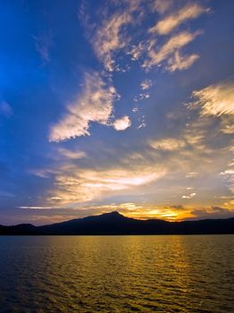 Sunset at Lake colse to the beach,East of  Thailand