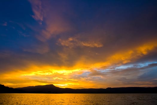 Sunset at Lake close to the beach,East of  Thailand